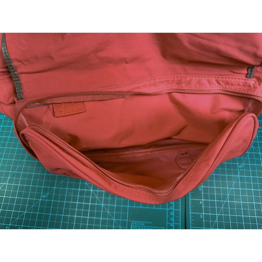 Vintage American Express Country Store Red Canvas Leather Duffel Travel Bag